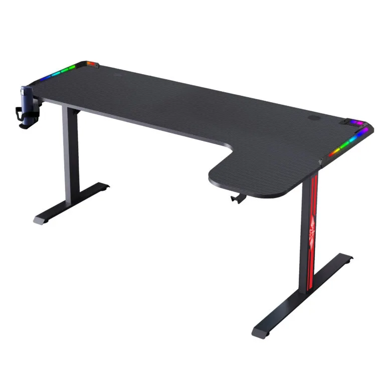 Corner Gaming Desk with Ample Legroom and Sturdy Metal Frame
