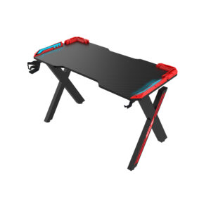 Dual Monitor Gaming Desk with Cup Holder and Headphone Hook