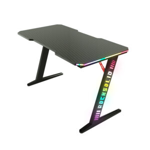 Minimalist Gaming Desk with Integrated Cup Holder and Headphone Hook