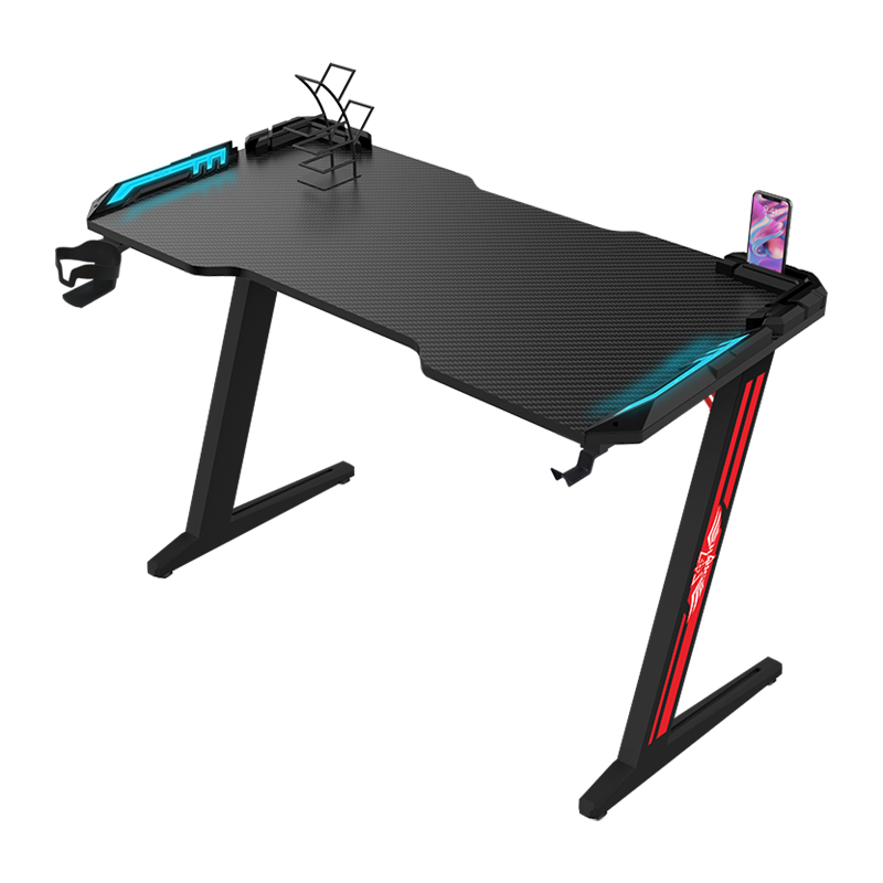 Sturdy Z-Shaped Gaming Desk with Extra Stability Brackets